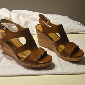 Franco Sarto Brown Wedge Sandals